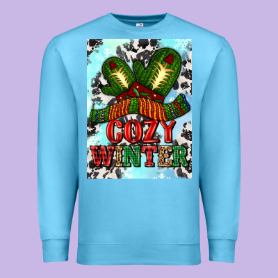Cozy Winter With Gloves And Scarf Premium Sweatshirt Designed By Adodesignshop