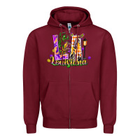 Burgundy louisiana la mardi gras Zipper Hoodie - FaDigitalArtStudio