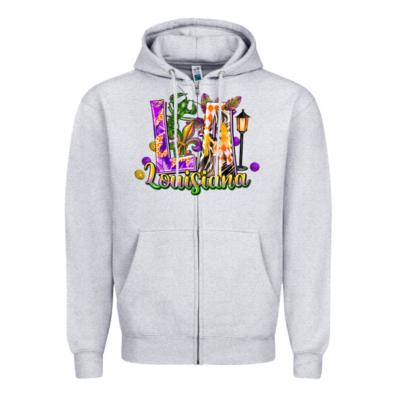 Louisiana La Mardi Gras Zipper Hoodie by FaDigitalArtStudio | Teevron