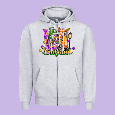 Louisiana La Mardi Gras Zipper Hoodie Designed By Fadigitalartstudio