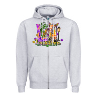 Heather Grey louisiana la mardi gras Zipper Hoodie - FaDigitalArtStudio