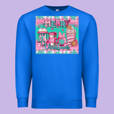Merry Christmas Pink Coffee Premium Sweatshirt Designed By Jasminsmagicworld