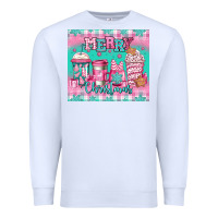 White merry Christmas pink coffee Premium Sweatshirt - Jasminsmagicworld