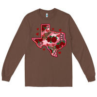 Chestnut valentine' s day texas map with roses Long Sleeve Tee - RanaPortraitStore