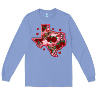 Colony Blue valentine' s day texas map with roses Long Sleeve Tee - RanaPortraitStore