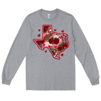 Heather Grey valentine' s day texas map with roses Long Sleeve Tee - RanaPortraitStore