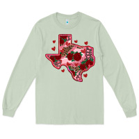 Matcha valentine' s day texas map with roses Long Sleeve Tee - RanaPortraitStore