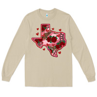 Mushroom valentine' s day texas map with roses Long Sleeve Tee - RanaPortraitStore