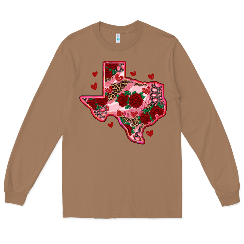 Valentine' S Day Texas Map With Roses Long Sleeve Tee by RanaPortraitStore | Teevron