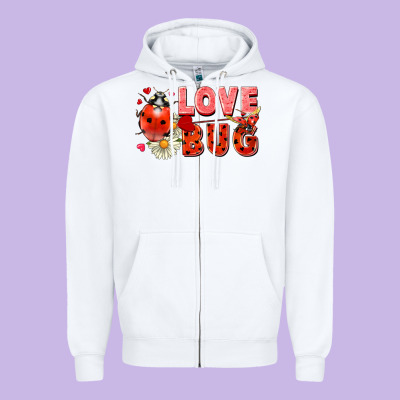 Love Bug Zipper Hoodie Designed By Fadigitalartstudio