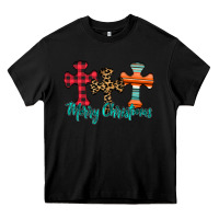 Black merry Christmas cross Heavy Core Tee - CowhideDigitalArt