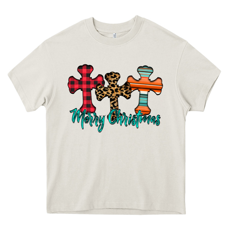 Merry Christmas Cross Heavy Core Tee by CowhideDigitalArt | Teevron