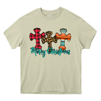 Mossy merry Christmas cross Heavy Core Tee - CowhideDigitalArt