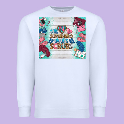 This Superhero Wears Scrubs Tumbler Premium Sweatshirt Designed By Bundleandbundleshop