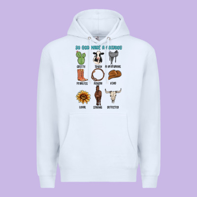So God Made A Cowboy Premium Hoodie Designed By Maliassmallbusiness