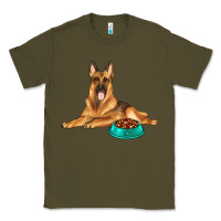 Army Green german shepherd with food bowl Classic Tee - texasbilliewilder