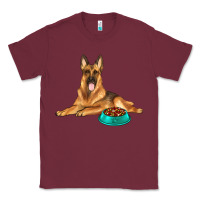 Burgundy german shepherd with food bowl Classic Tee - texasbilliewilder