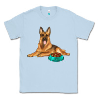 Dusty Blue german shepherd with food bowl Classic Tee - texasbilliewilder
