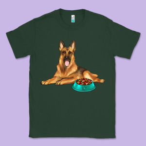 German Shepherd With Food Bowl Classic Tee Designed By Texasbilliewilder