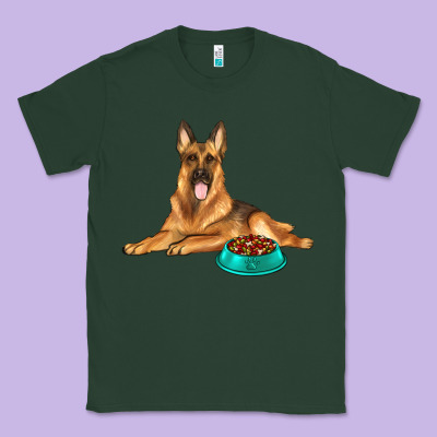 German Shepherd With Food Bowl Classic Tee Designed By Texasbilliewilder