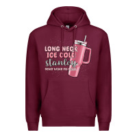 Burgundy long neck ice cold stanley never broke my heart Premium Hoodie - MaliasSmallBusiness