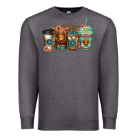 Charcoal Heather serape floral longhaired cow coffee cups Premium Sweatshirt - Jasminsmagicworld