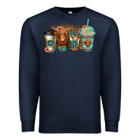 Navy serape floral longhaired cow coffee cups Premium Sweatshirt - Jasminsmagicworld