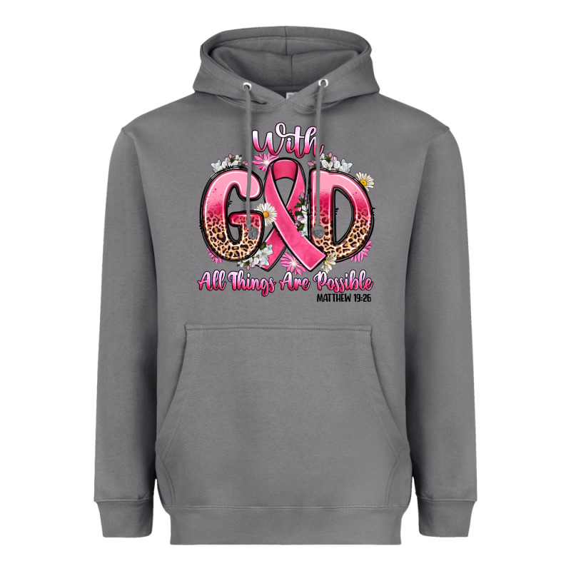Breast Cancer With God All Things Are Possible Heavyweight Hoodie by Artiststas | Teevron