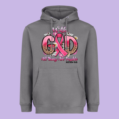 Breast Cancer With God All Things Are Possible Heavyweight Hoodie Designed By Artiststas
