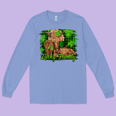 St Patrick's Day Lucky Cow Family Long Sleeve Tee Designed By Ranaportraitstore