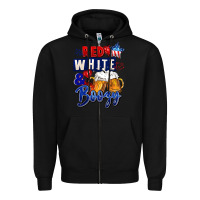 Black Red white and boozy 4th of july Zipper Hoodie - CowGirlArtShop