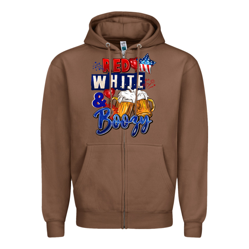 Red White And Boozy 4th Of July Zipper Hoodie by CowGirlArtShop | Teevron