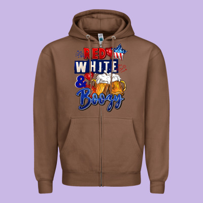 Red White And Boozy 4th Of July Zipper Hoodie Designed By Cowgirlartshop