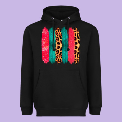 Colored Leopard And Wood Patterned Western Brush Strokes Heavyweight Hoodie Designed By Bettercallsaul