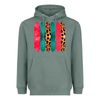 Sage Colored Leopard and Wood Patterned Western Brush Strokes Heavyweight Hoodie - Bettercallsaul