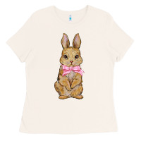 Easter Rabbit Pink Flowers Ladies Tee | Teevron