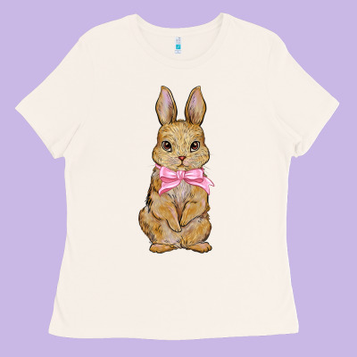 Easter Rabbit Pink Flowers Ladies Tee Designed By Barkaloodesign