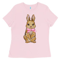 Bubblegum Pink easter rabbit pink flowers Ladies Tee - BarkalooDesign