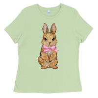 Matcha easter rabbit pink flowers Ladies Tee - BarkalooDesign