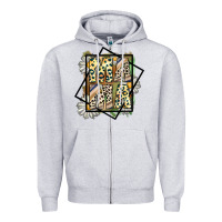 Heather Grey mama leopard Zipper Hoodie - CowhideDigitalArt