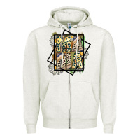 Oatmeal Heather mama leopard Zipper Hoodie - CowhideDigitalArt