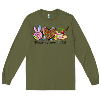 Army Green peace love art Long Sleeve Tee - texasbilliewilder