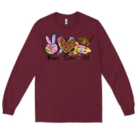 Burgundy peace love art Long Sleeve Tee - texasbilliewilder