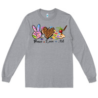 Heather Grey peace love art Long Sleeve Tee - texasbilliewilder