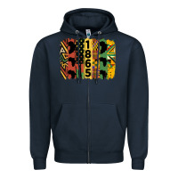 Navy juneteenth 1865 brush stroke Zipper Hoodie - HRA Design Shop