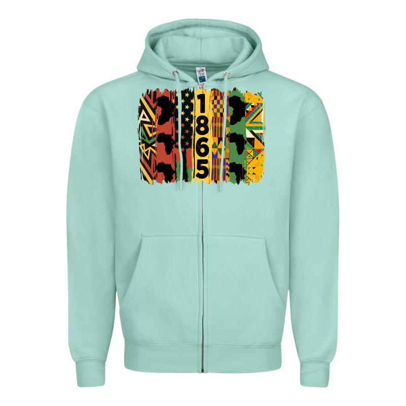 Juneteenth 1865 Brush Stroke Zipper Hoodie by HRA Design Shop | Teevron