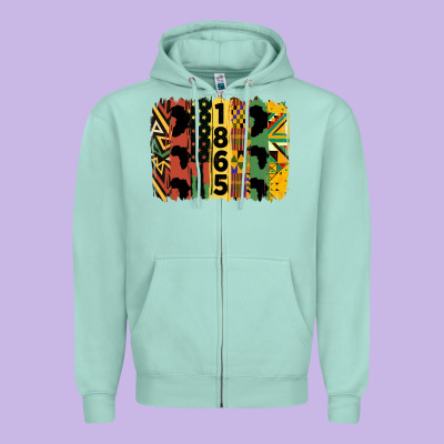Juneteenth 1865 Brush Stroke Zipper Hoodie Designed By Hra Design Shop