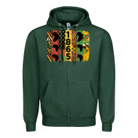 Sports Green juneteenth 1865 brush stroke Zipper Hoodie - HRA Design Shop