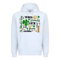 White st. patricks day doodle Premium Hoodie - MaliasSmallBusiness