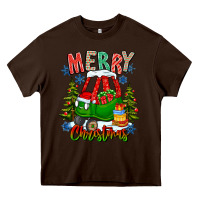 Chocolate Brown merry christmas car Heavy Core Tee - CowhideDigitalArt